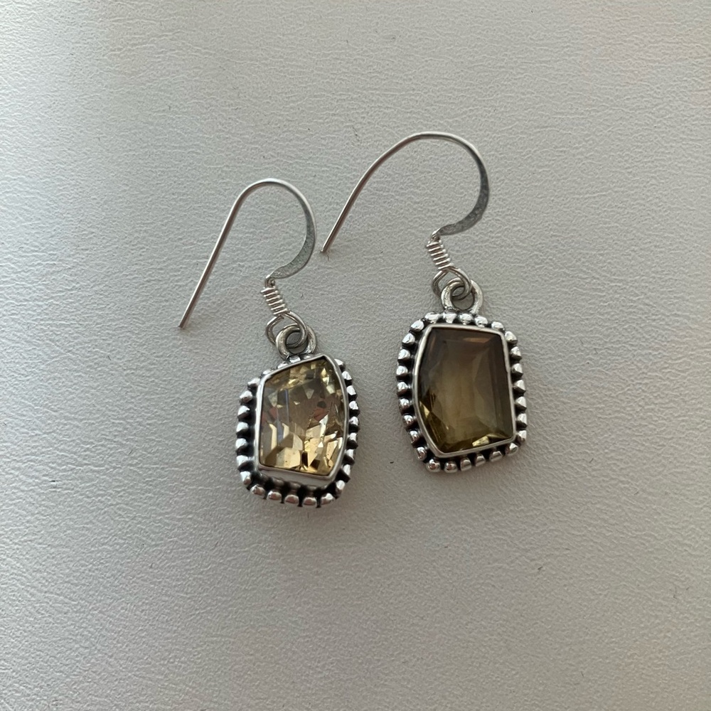 Sterling Silver Citrine Drop Earrings